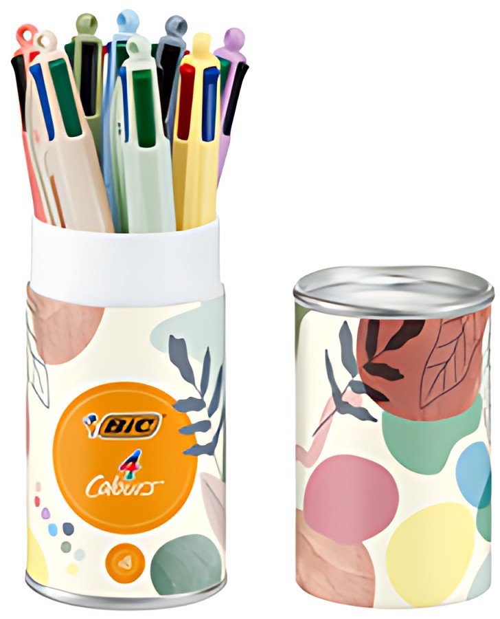 BIC Stylo à bille 4 Colours Mineral Tones, boîte de 8