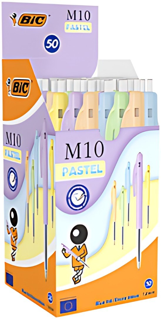 BIC Stylo à bille rétractable M10 Pastel, boîte de 50