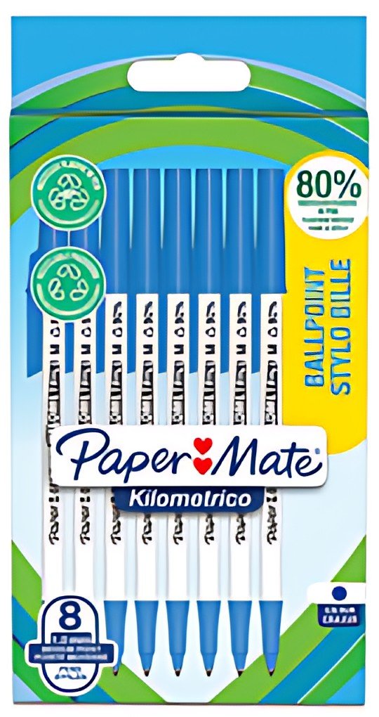 Paper:Mate Stylo à bille Kilometrico, blister de 8, bleu