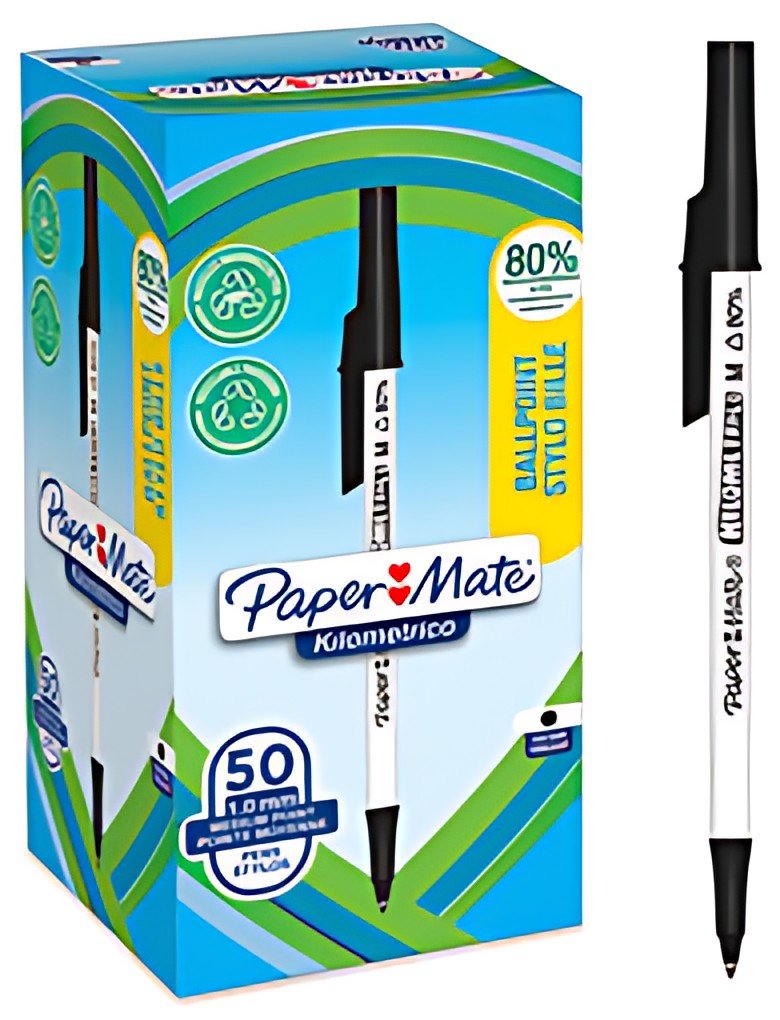 Paper:Mate Stylo à bille Kilometrico, boîte de 50, noir