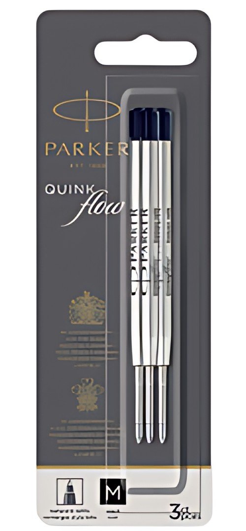 PARKER Recharge pour stylo QUINKflow, M, blister de 3, noir