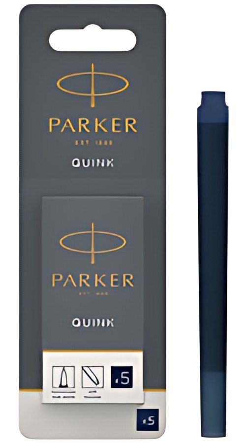 PARKER Cartouche d'encre longue QUINK, en blister, bleu noir