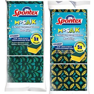 Spontex Éponge Mosaik, pack de 3, assorti