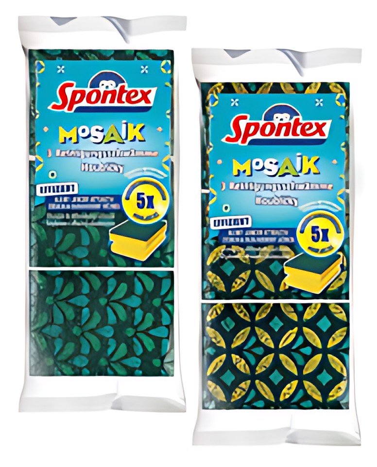 Spontex Éponge Mosaik, pack de 3, assorti