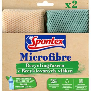 Spontex Chiffon microfibre en fibres recyclées, pack de 2