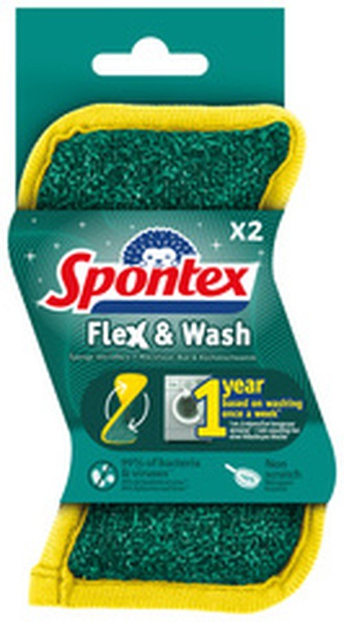 Spontex Éponge Flex & Wash, pack de 2