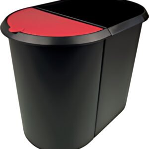 helit Corbeille à papier "the double", oval, PE, noir/rouge