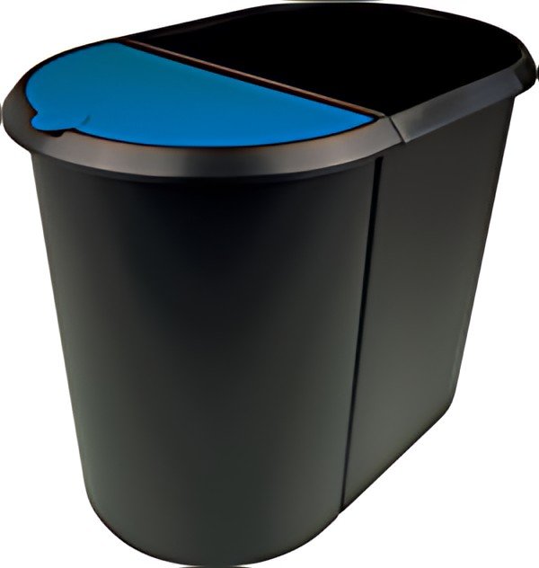 helit Corbeille à papier "the double", oval, PE, noir/bleu