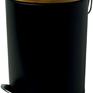 helit Poubelle à pédale "the bamboo", 3 litres, noir