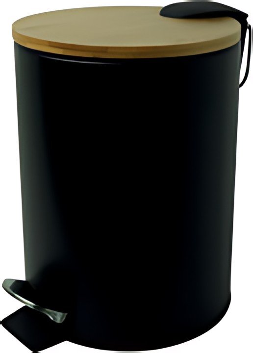 helit Poubelle à pédale "the bamboo", 3 litres, noir