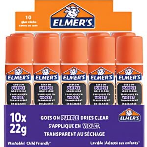ELMER'S Bâton de colle Disappearing Purple, 22g, boîte de 10