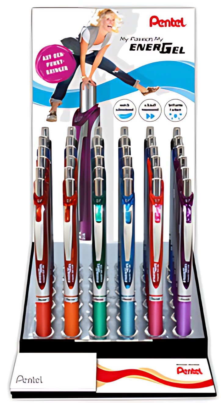 Pentel Liquid Stylo roller encre gel Energel BL77,présentoir