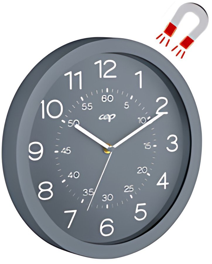 CEP Horloge murale mineral, montre quartz, magnétique, gris