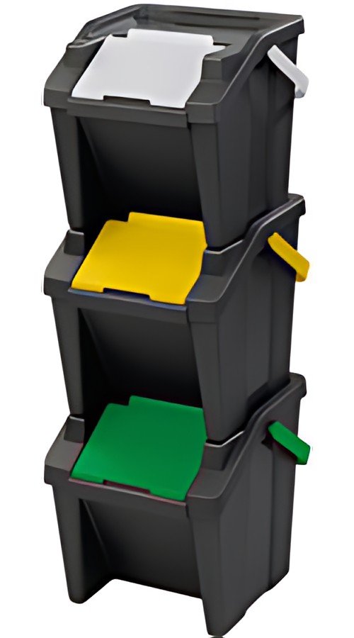 CEP Système de tri des déchets "Tower", 30 litres, lot de 3