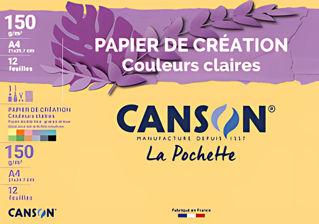 CANSON Papier de création, A4, 150 g/m2, couleurs claires