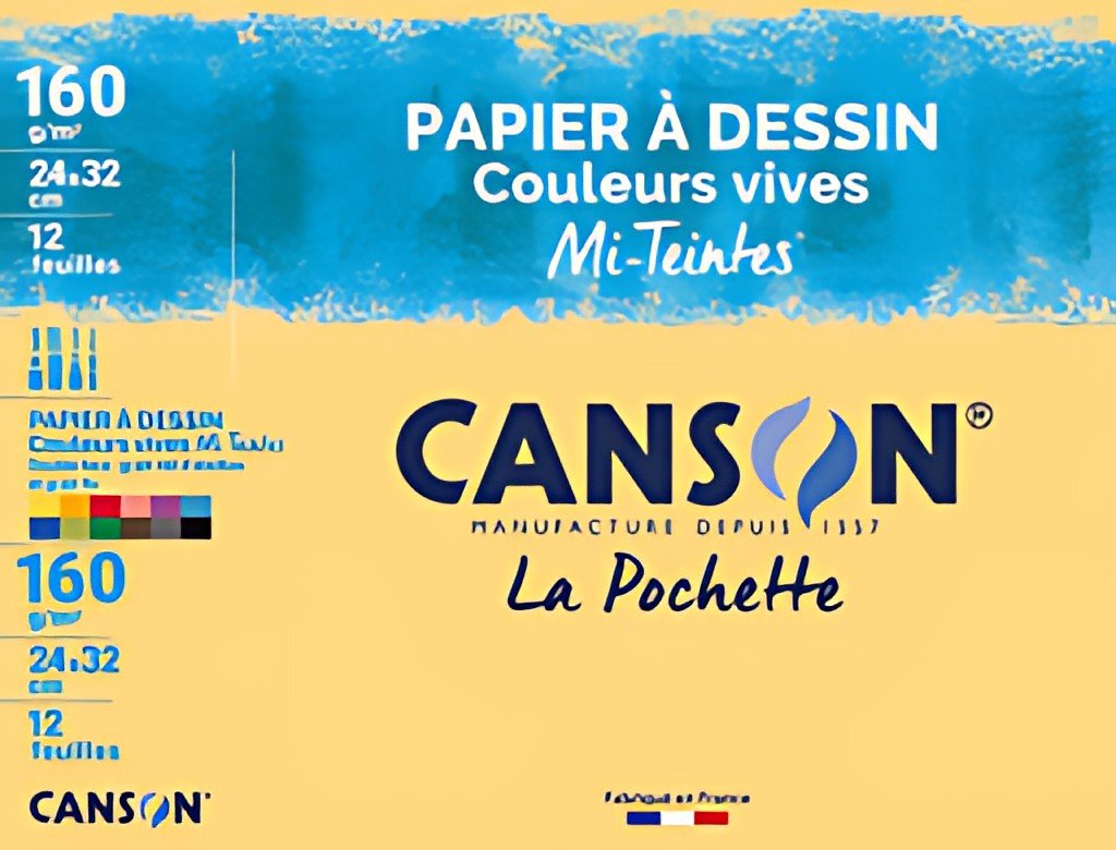 CANSON Papier dessin Mi-Teintes, 240 x 320 mm, assorti