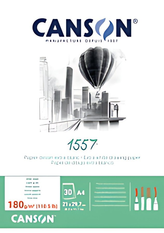 CANSON Bloc papier dessin "1557", A3, 180 g/m2, 30 feuilles