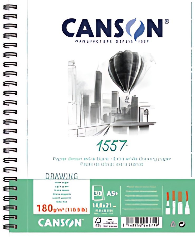 CANSON Album spiralé papier dessin 1557, A5+, 180 g/m2