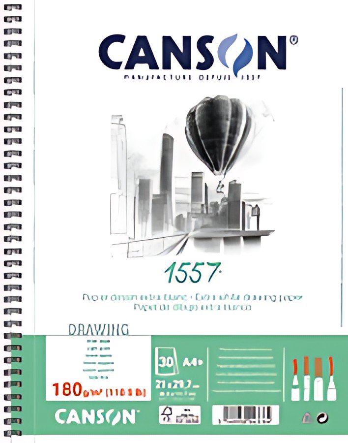 CANSON Album spiralé papier dessin 1557, A4+, 180 g/m2