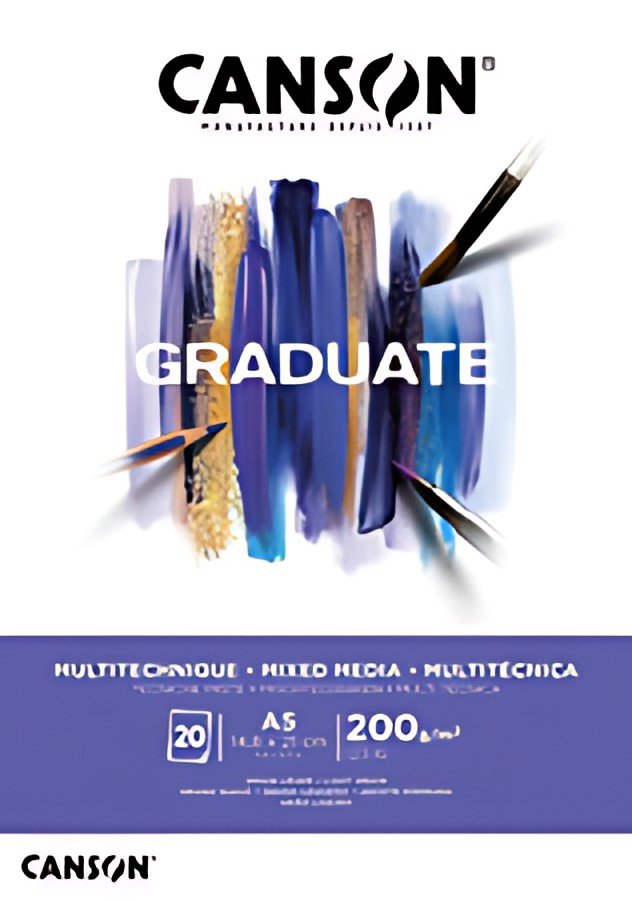 CANSON Bloc de dessin GRADUATE MIXED MEDIA, A4, blanc
