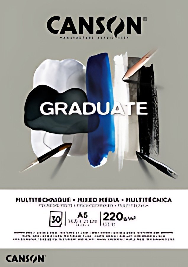 CANSON Bloc de dessin GRADUATE MIXED MEDIA, gris, A3