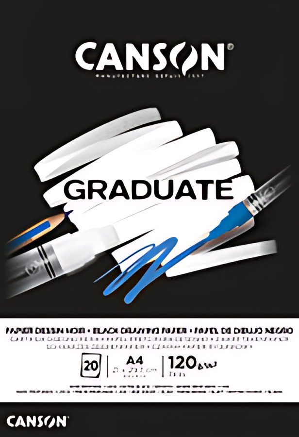 CANSON Bloc de dessin GRADUATE PAPIER NOIR, A5