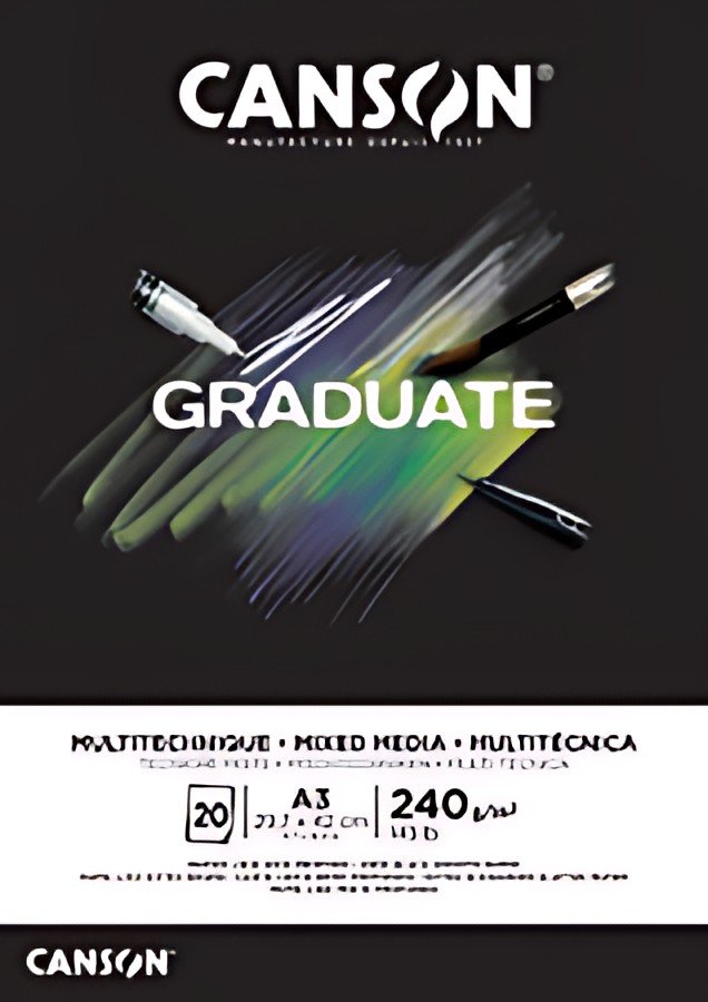 CANSON Bloc de dessin GRADUATE MIXED MEDIA, A4, noir