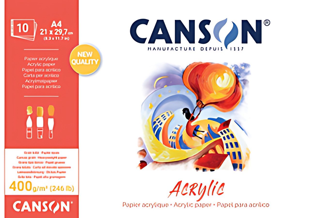 CANSON Bloc papier dessin "Acrylic", 240 x 330 mm, 400 g/m2
