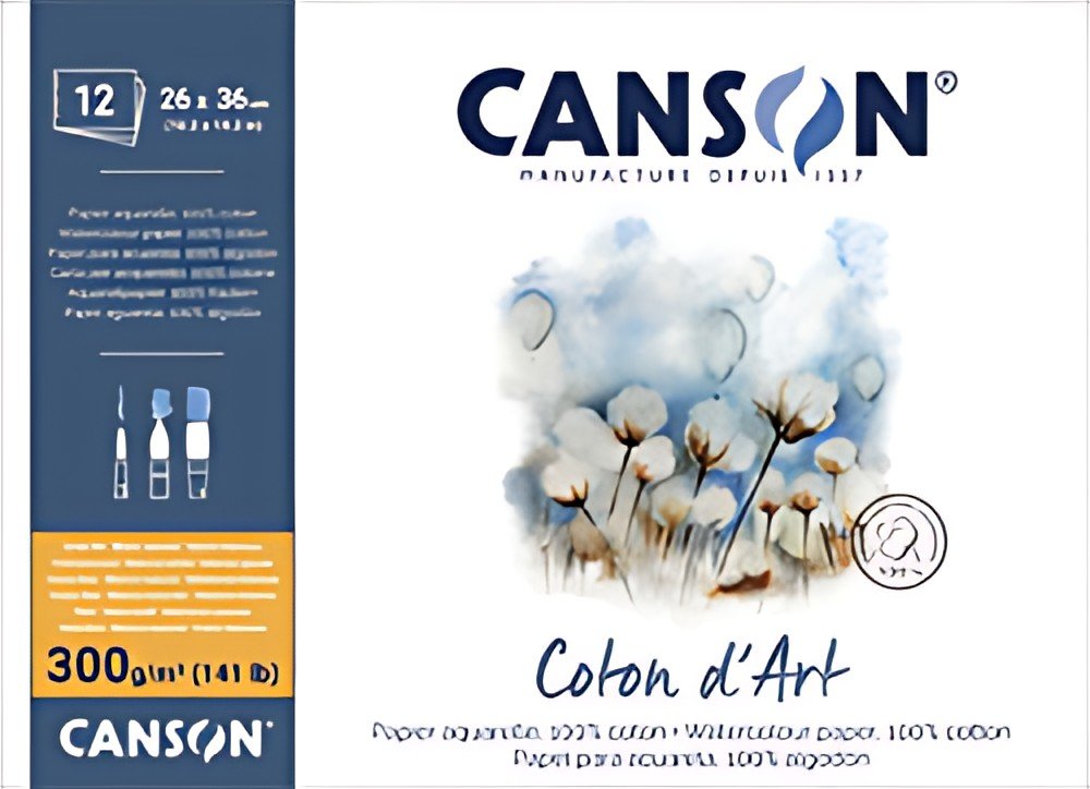 CANSON Bloc de papier aquarelle "Coton d'Art", 260 x 360 mm