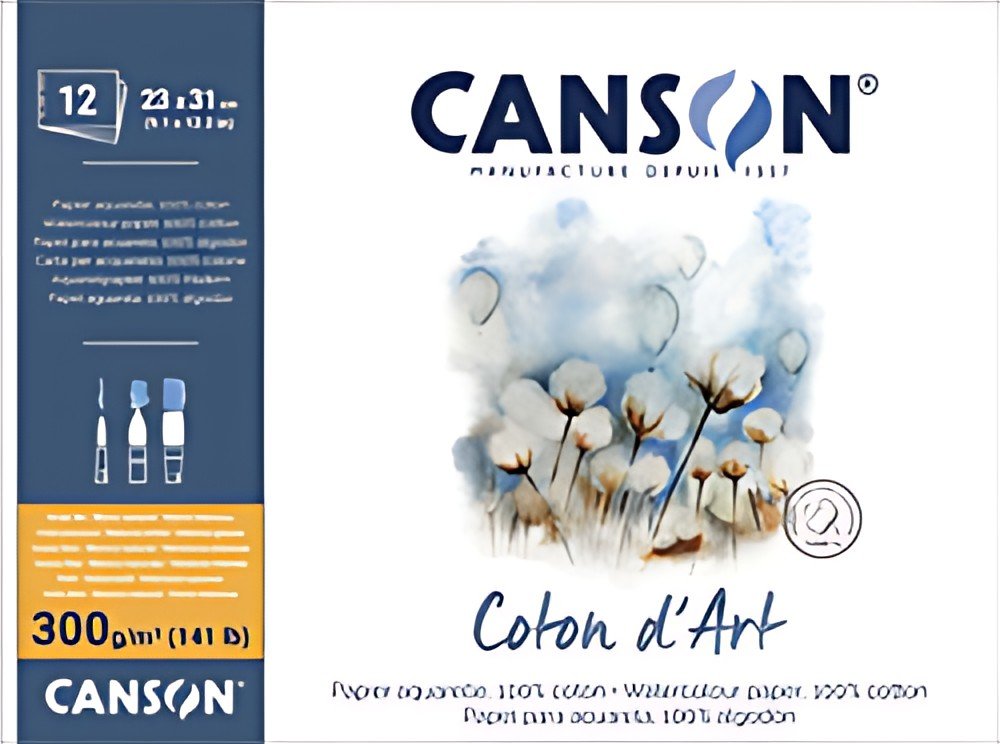 CANSON Bloc de papier aquarelle "Coton d'Art", 230 x 310 mm