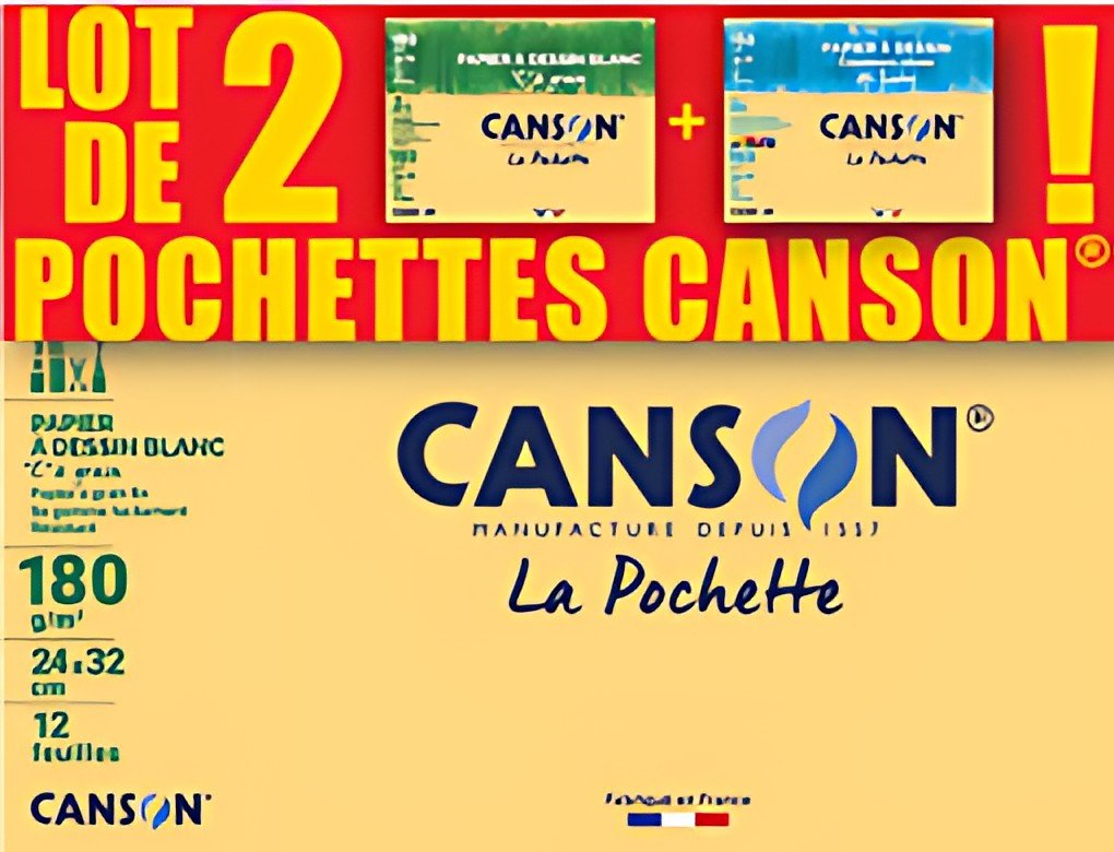 CANSON Papier à dessin "C" à grain & "Mi-Teintes", lot de 2