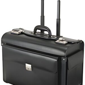 Alassio Valise pilote "SILVANA", cuir, avec trolley, noir