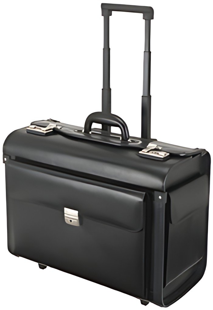Alassio Valise pilote "SILVANA", cuir, avec trolley, noir