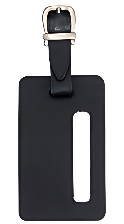 JSA Porte-étiquette de bagage, en cuir, noir