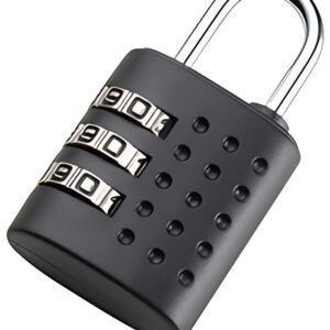 JSA Cadenas à combinaison, combinaison à 3 chiffres, noir