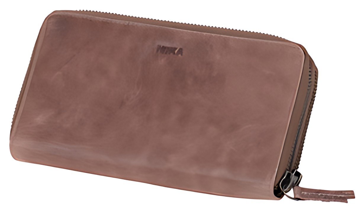 MIKA Portefeuille pour dames, en cuir, couleur : gris-brun