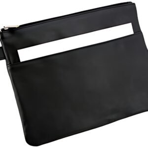 Alassio Sac de banque avec poche avant, cuir, noir