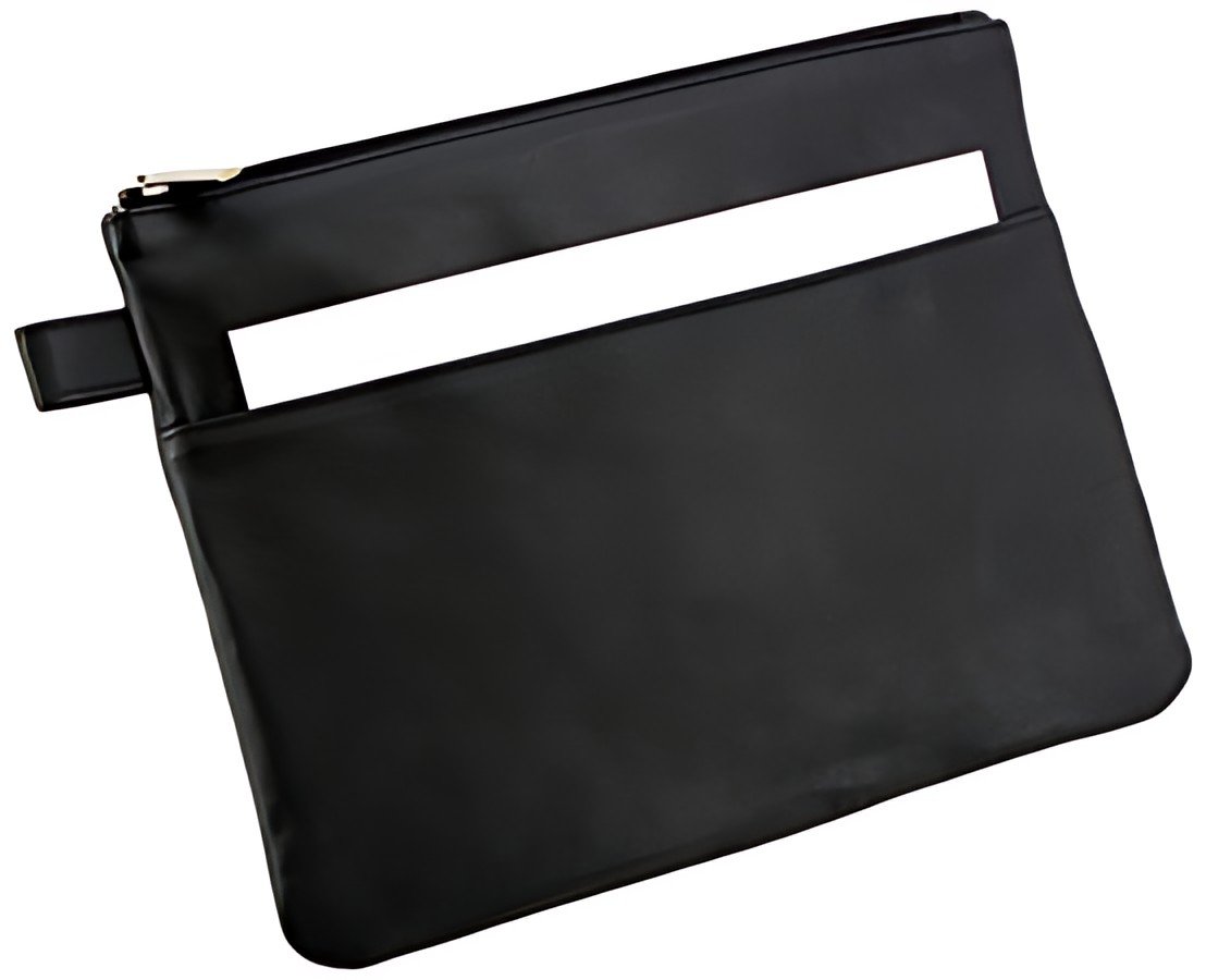 Alassio Sac de banque avec poche avant, cuir, noir