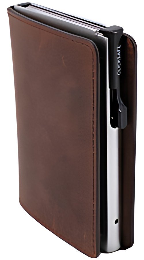 CLICKSAFE Porte-monnaie SLIM avec porte-cartes, marron