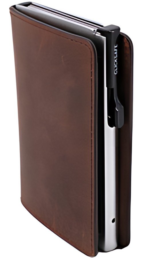 CLICKSAFE Portefeuille SLIM avec porte-cartes, cuir nappa