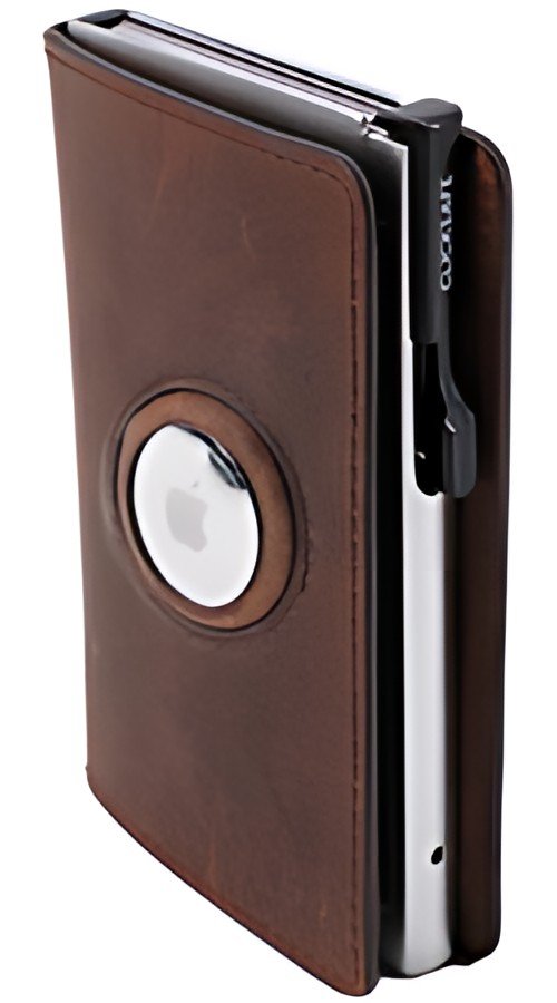 CLICKSAFE Portefeuille SLIM avec logement AirTag, marron