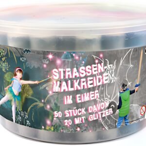 JAMASIA Craie de trottoir avec paillettes, seau de 50