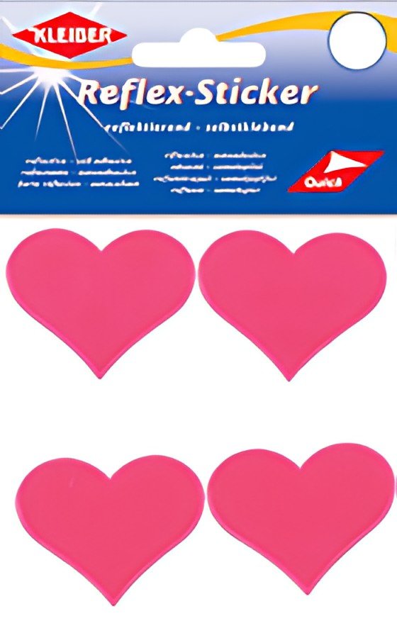 KLEIBER Sticker réfléchissant "Coeurs", rose fluo