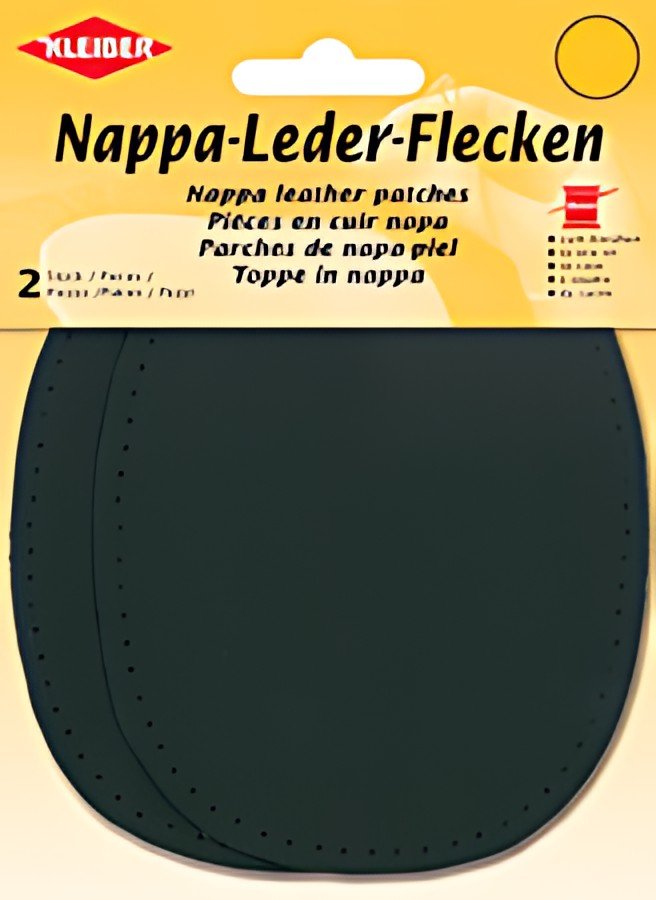 KLEIBER Patch en cuir nappa, 125 x 100 mm, noir