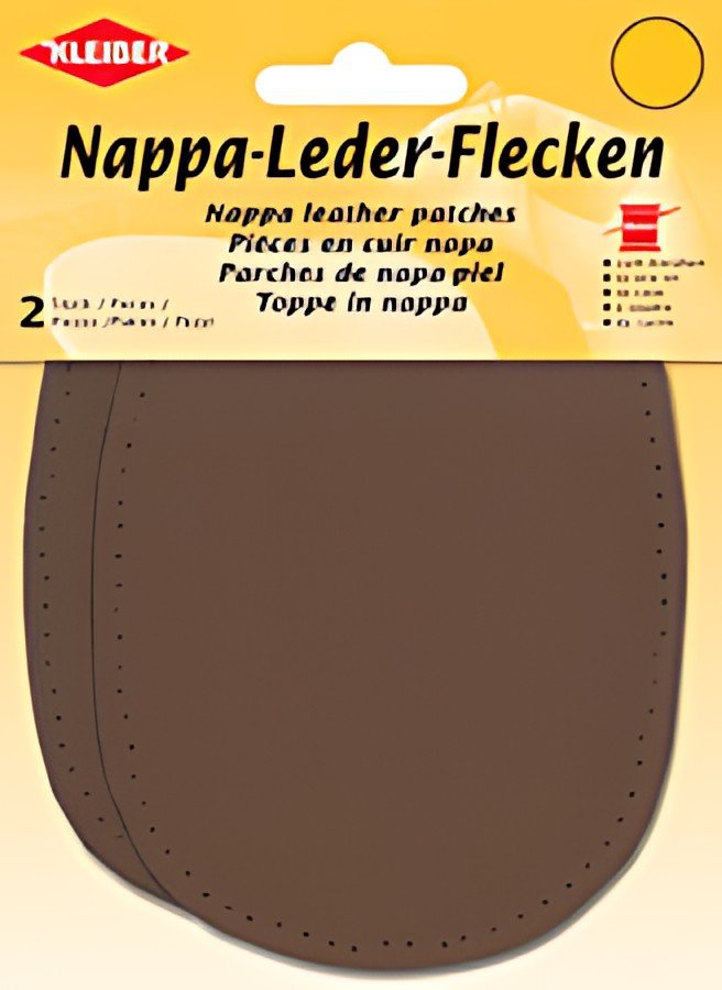 KLEIBER Patch en cuir nappa, 125 x 100 mm, brun foncé