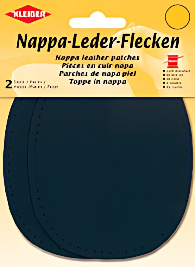 KLEIBER Patch en cuir nappa, 125 x 100 mm, bleu foncé