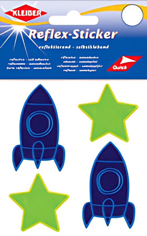 KLEIBER Sticker réflechissant "étoile & fusée", jaune/bleu