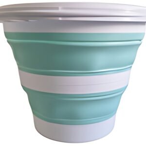 Linden Berg Seau, pliable, rond, 10 litres, turquoise/blanc