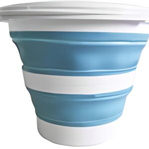 Linden Berg Seau, pliable, rond, 10 litres, bleu/blanc