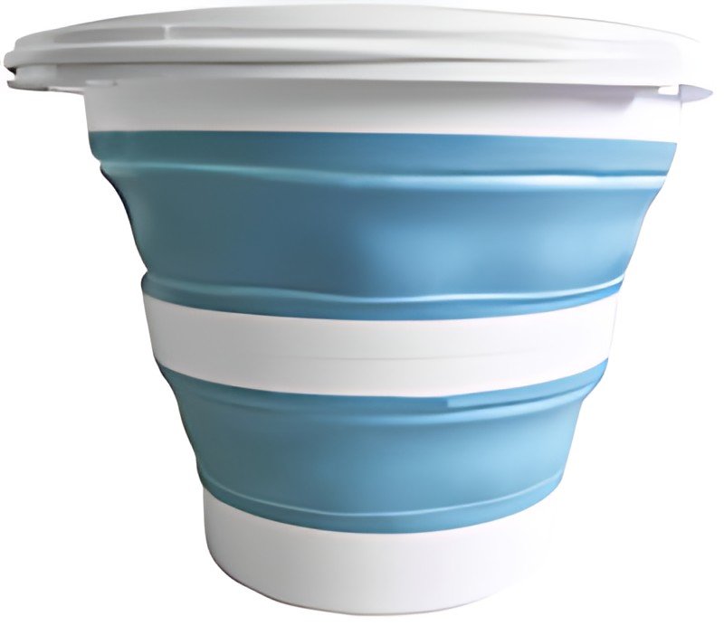 Linden Berg Seau, pliable, rond, 10 litres, bleu/blanc